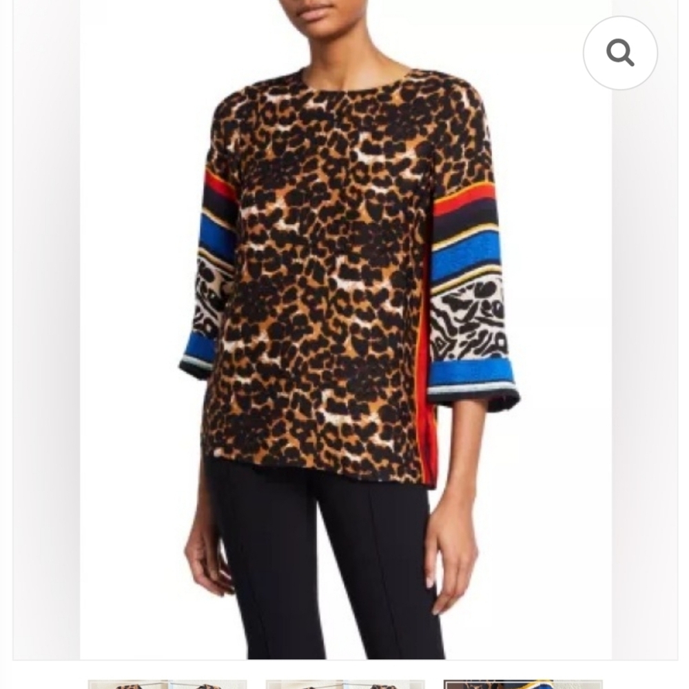 Kobi Halperin Harper Mixed Print 3/4-Sleeve Blouse Small - Picture 6 of 6